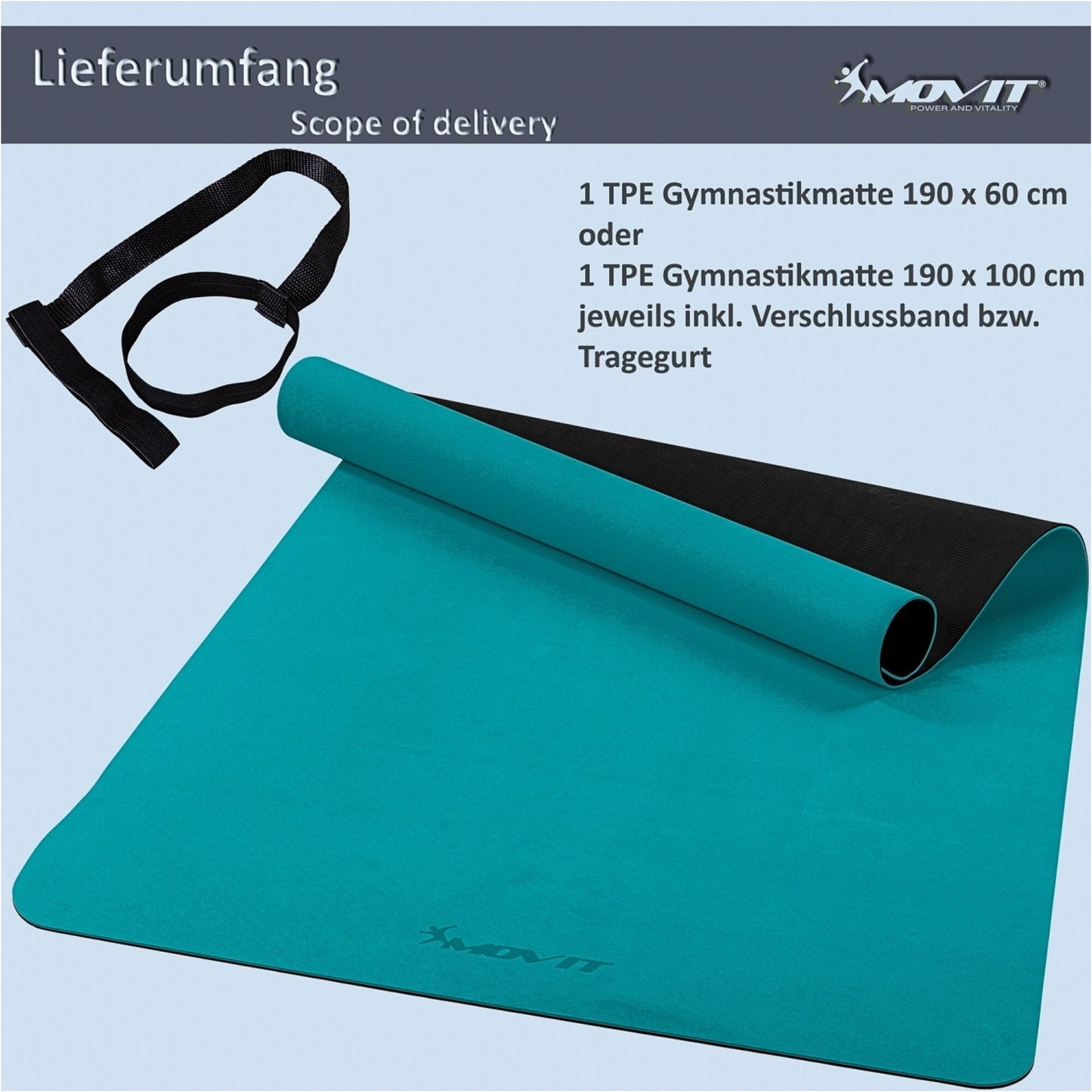 Tapis de gymnastique 190 x 100 cm en différentes couleurs