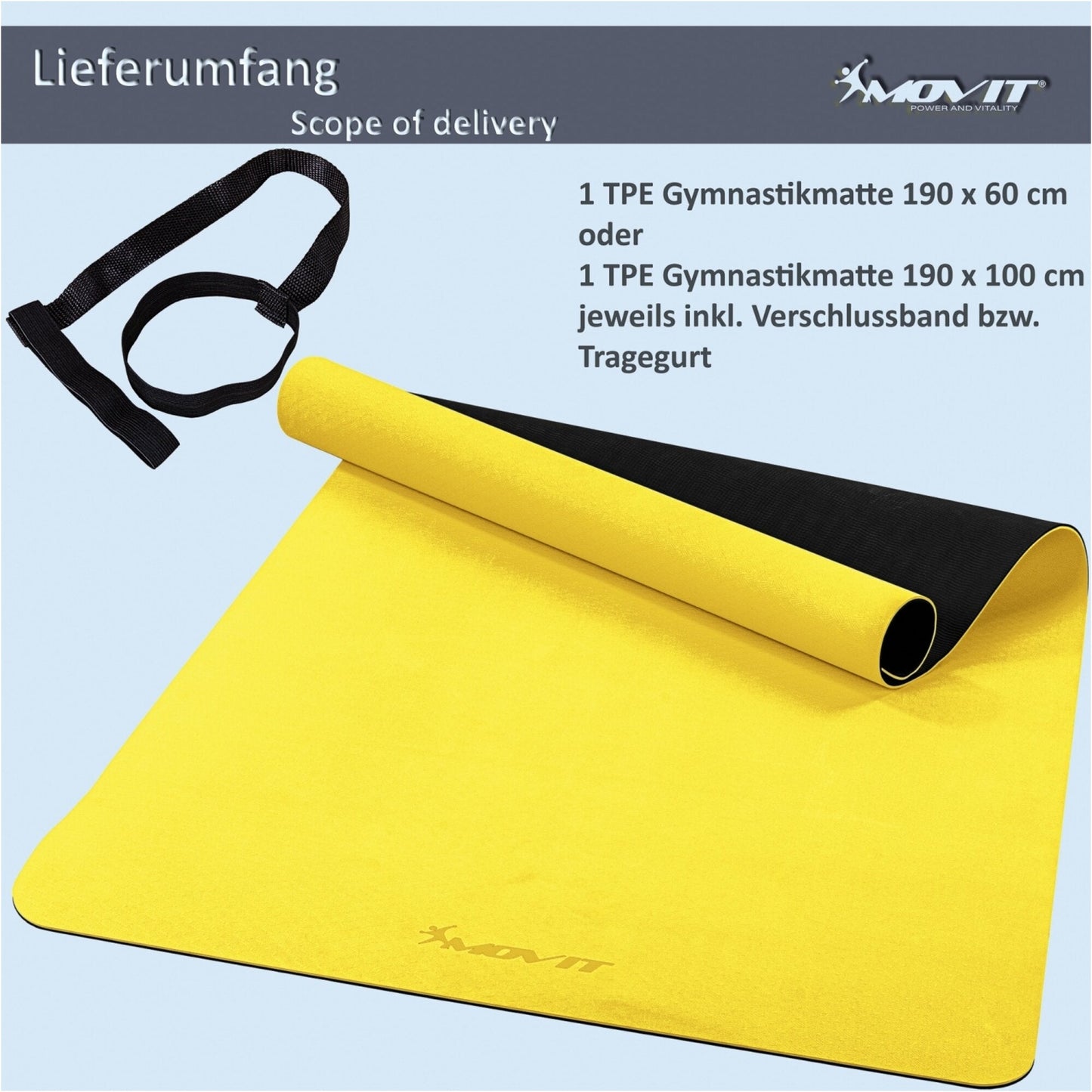 Tapis de gymnastique 190 x 100 cm en différentes couleurs