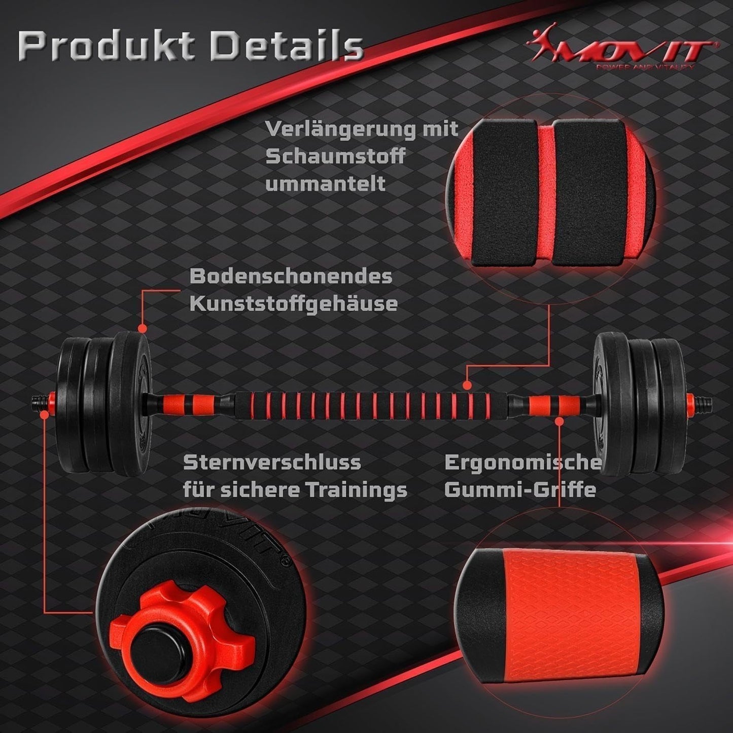 Set d’haltères 6-en-1 20 – 30 kg