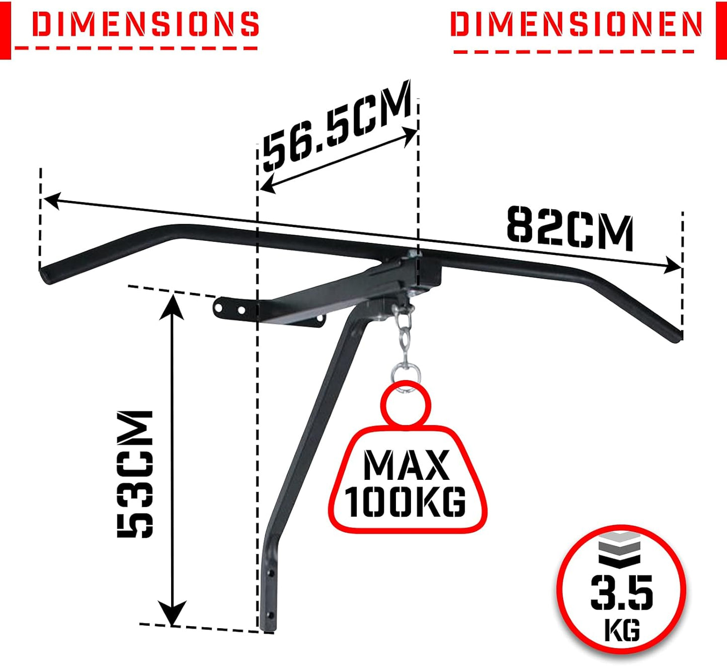 Barre de traction avec support mural pour sac de boxe