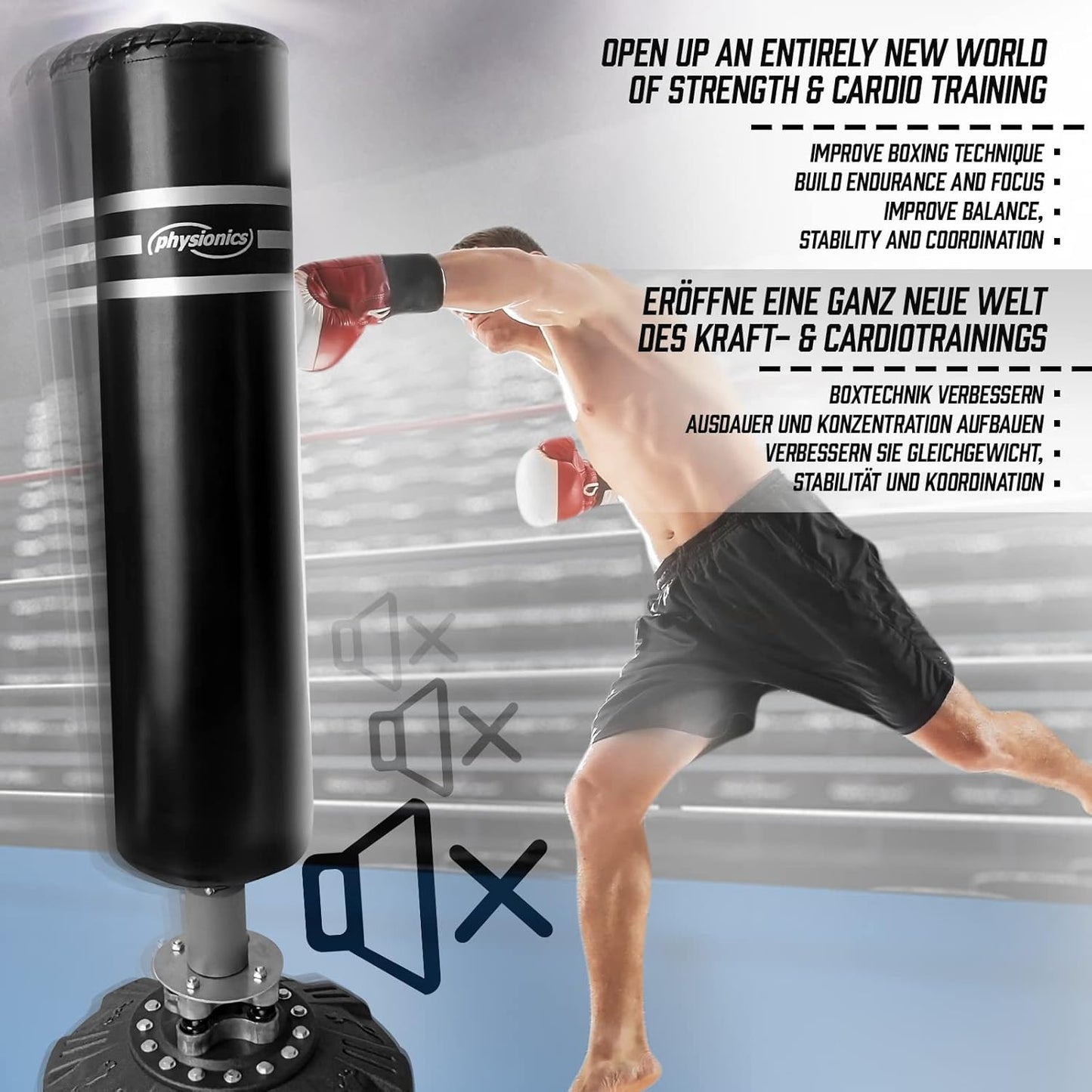 Sac de boxe sur pied 175 cm