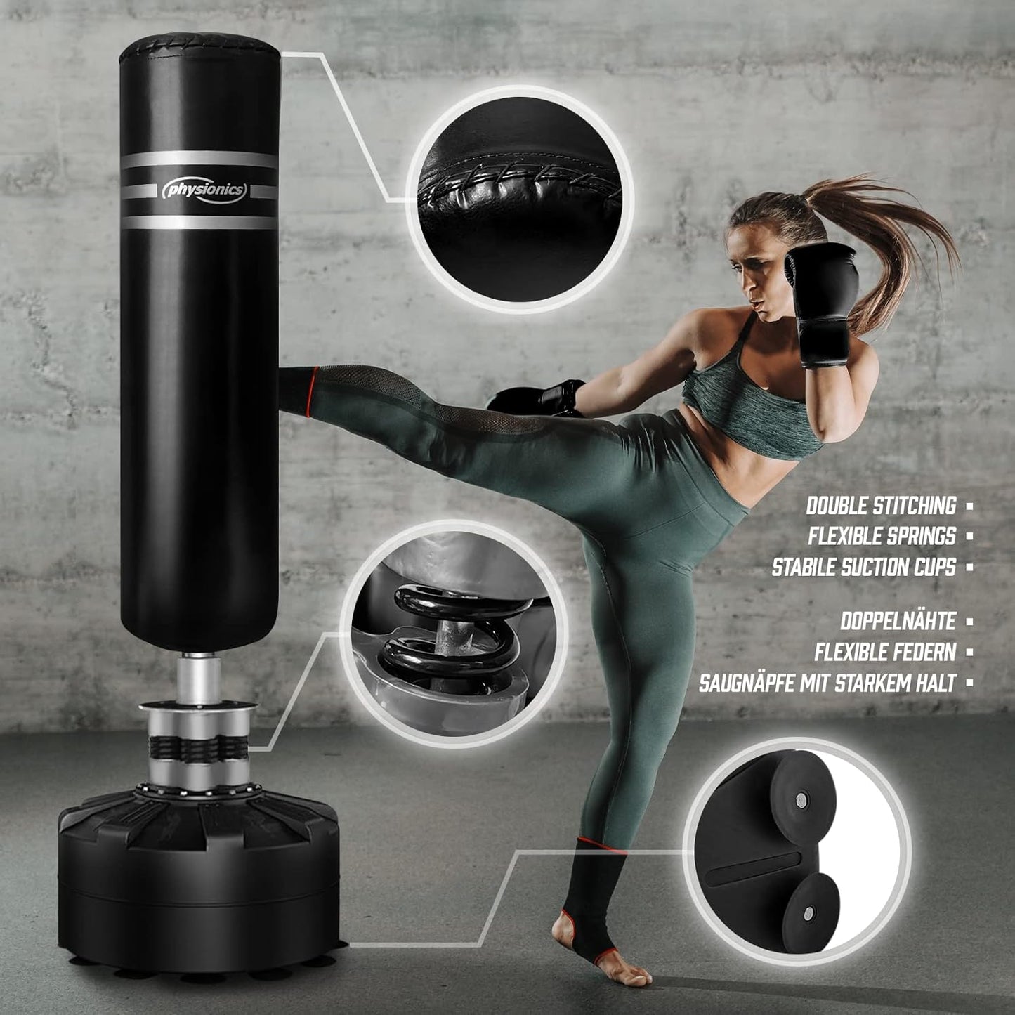 Sac de boxe sur pied 175 cm