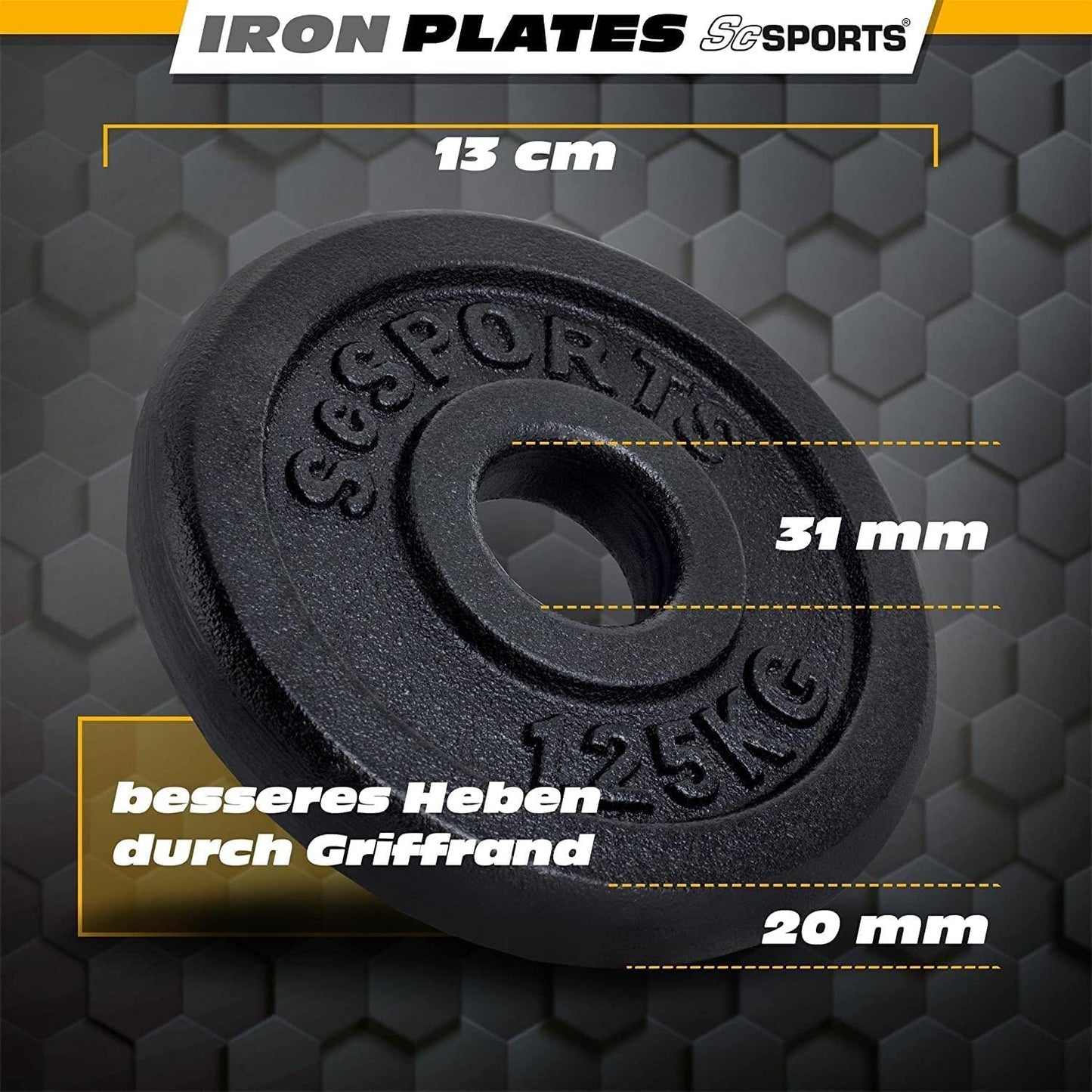 Haltères courts en fonte 70 kg Noir