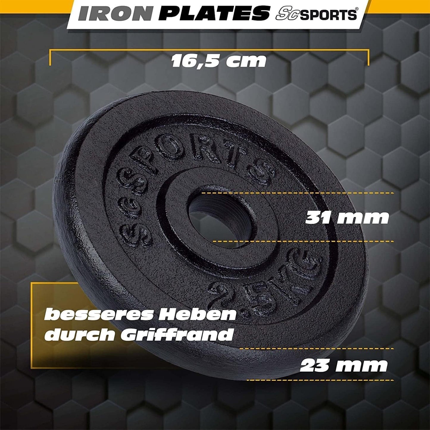 Haltères courts en fonte 70 kg Noir