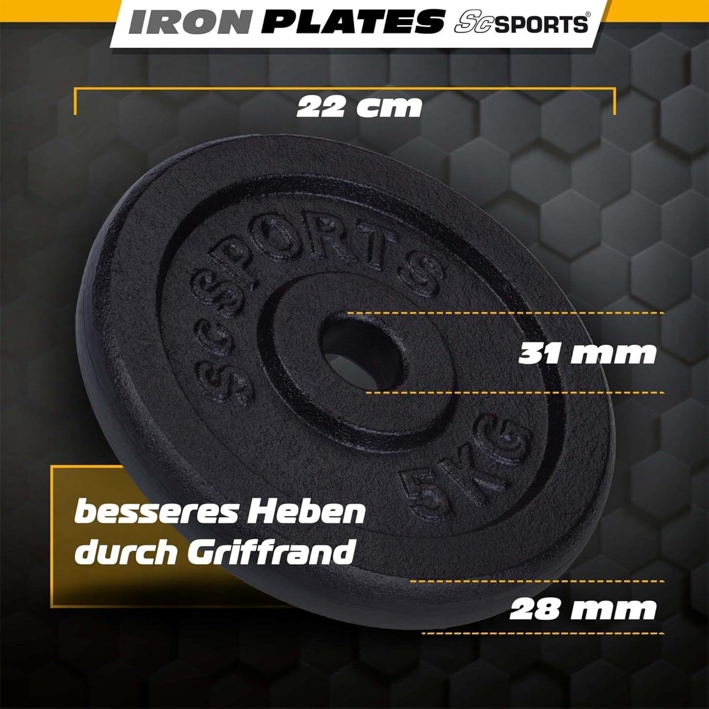 Haltères courts en fonte 70 kg Noir