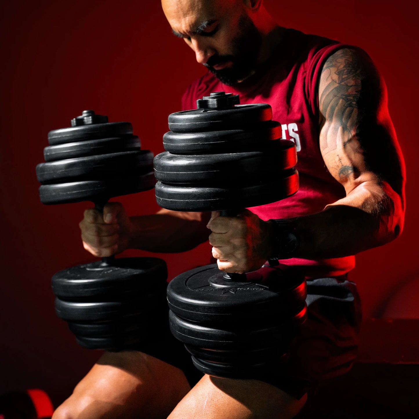 Set d'haltères courts en plastique E-Series 30 kg