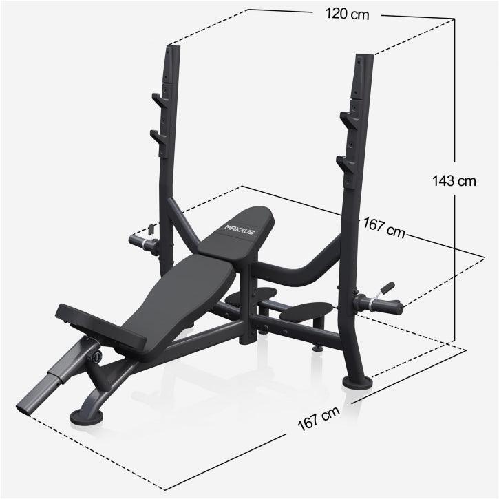 Banc Musculation PRO avec Support et Barre d’Haltères Olympia - Gorilla Sports France