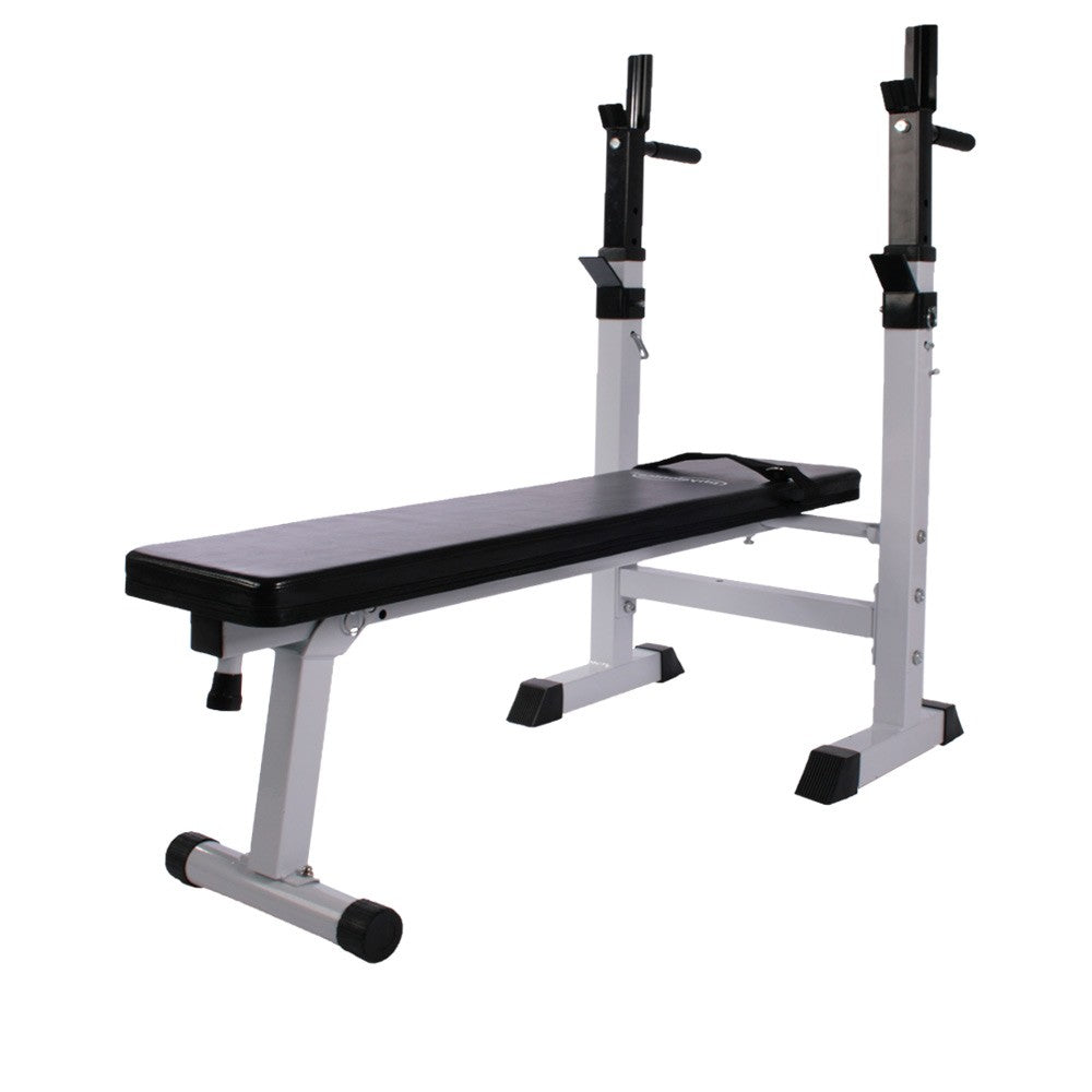 Banc de musculation avec support de barre Blanc