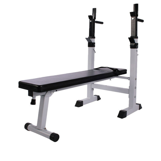 Banc de musculation avec support de barre Blanc