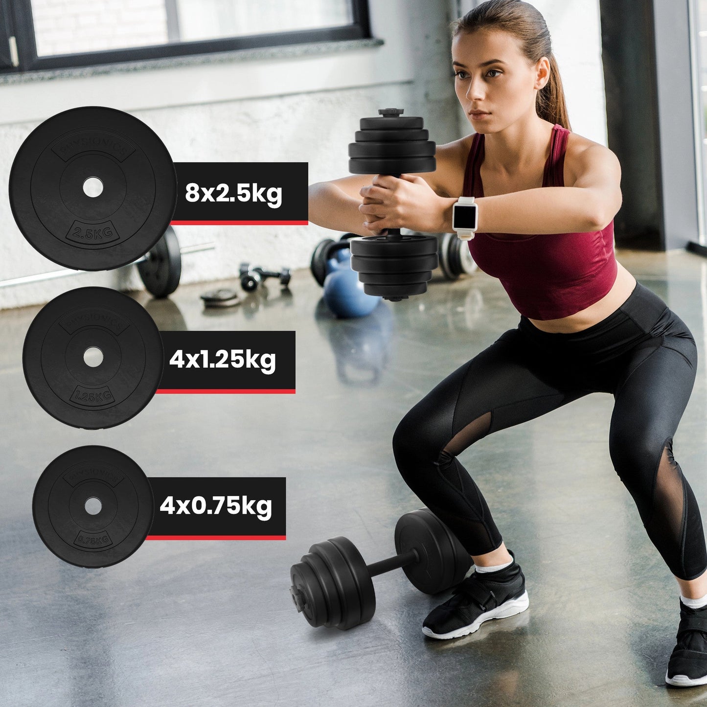 Set d'haltères courts de 30 kg Plastique