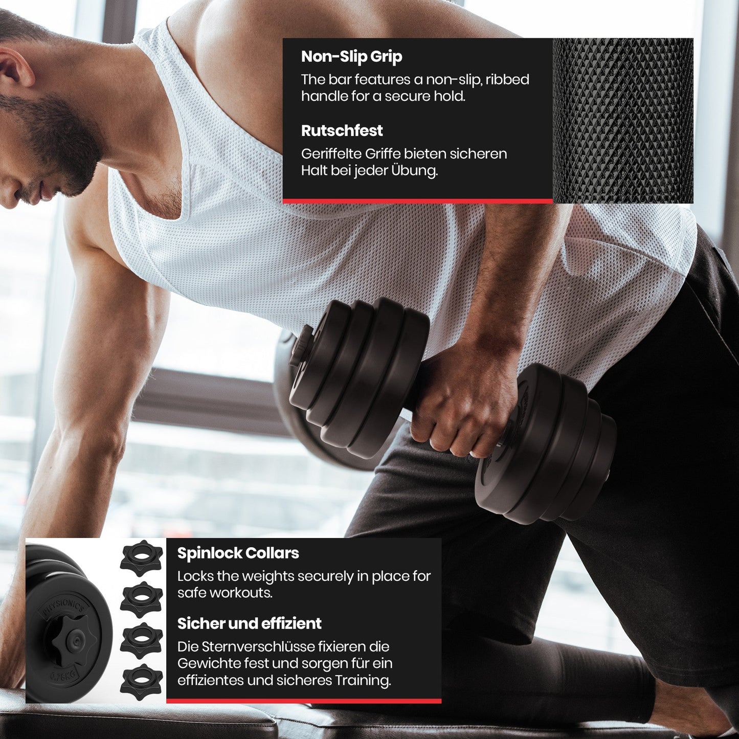 Set d'haltères courts de 30 kg Plastique