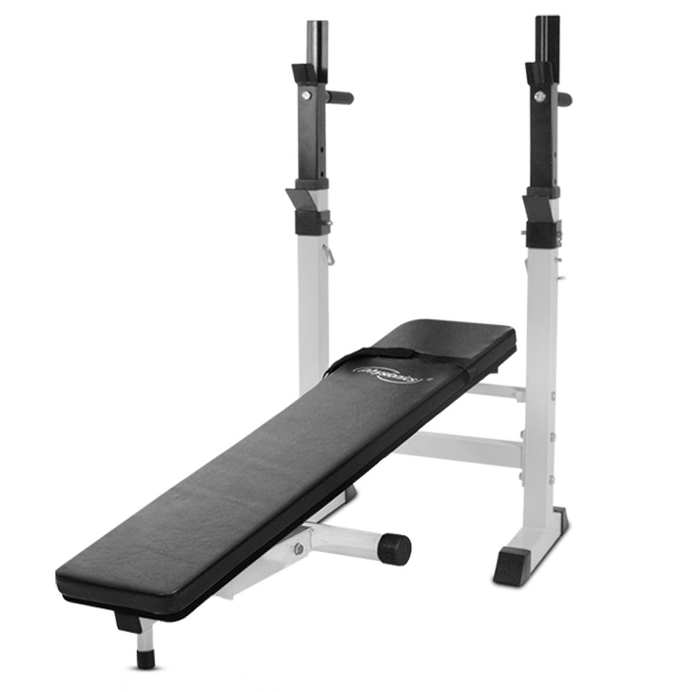 Banc de musculation avec support de barre Blanc