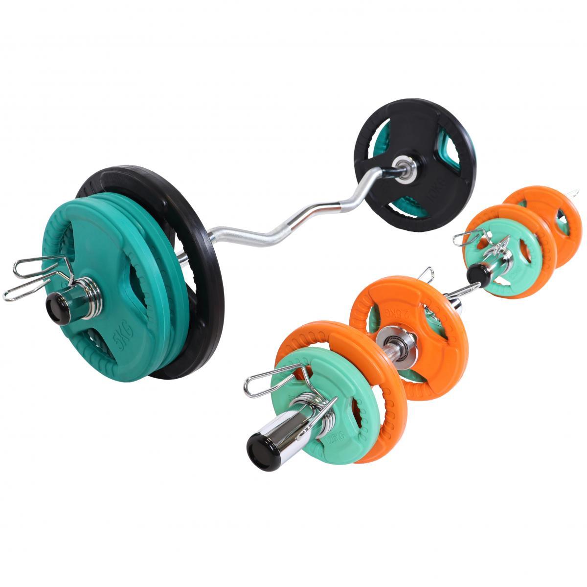 Set d'haltères olympiques en caoutchouc avec poignées Gripper 75 kg - Gorilla Sports France