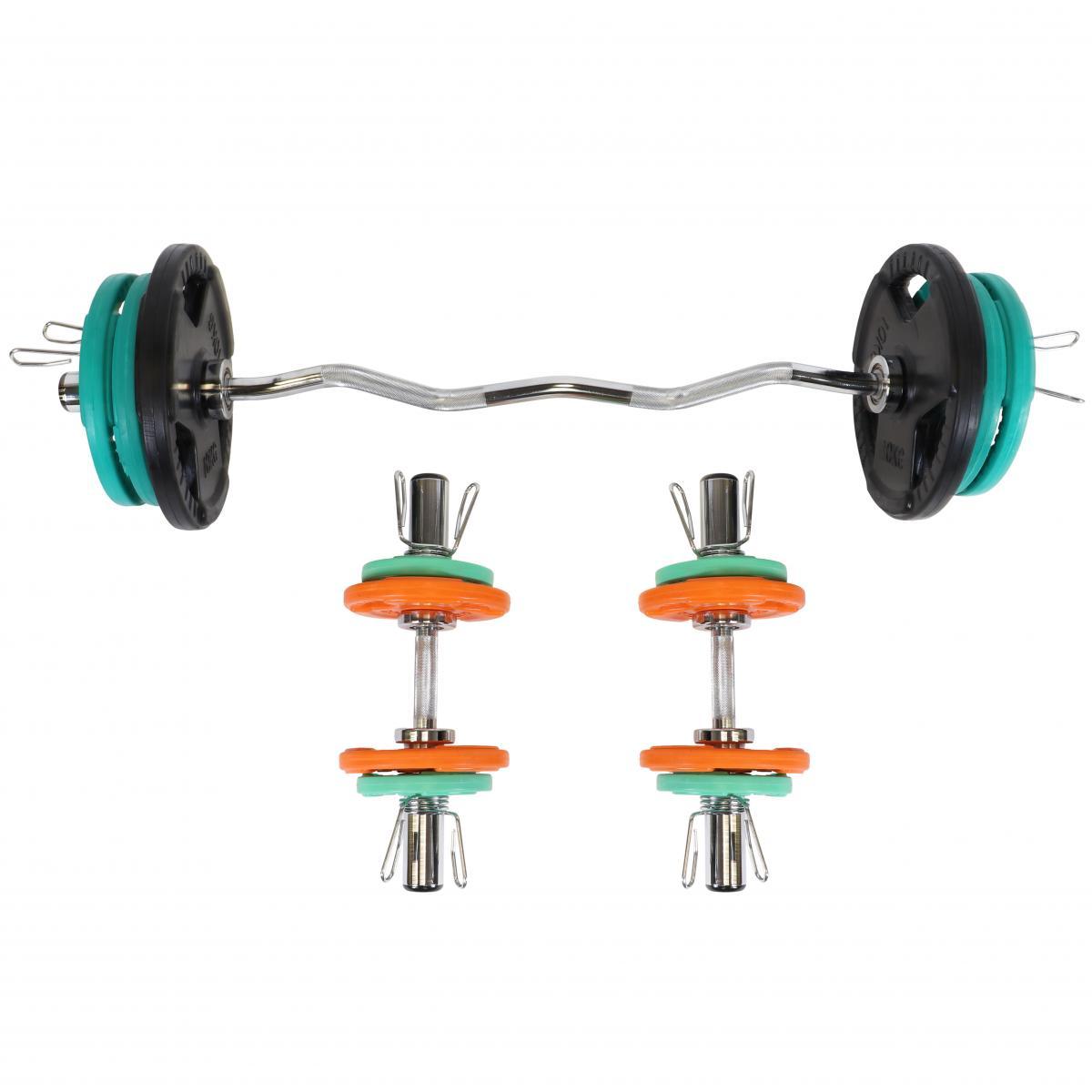 Set d'haltères olympiques en caoutchouc avec poignées Gripper 75 kg - Gorilla Sports France