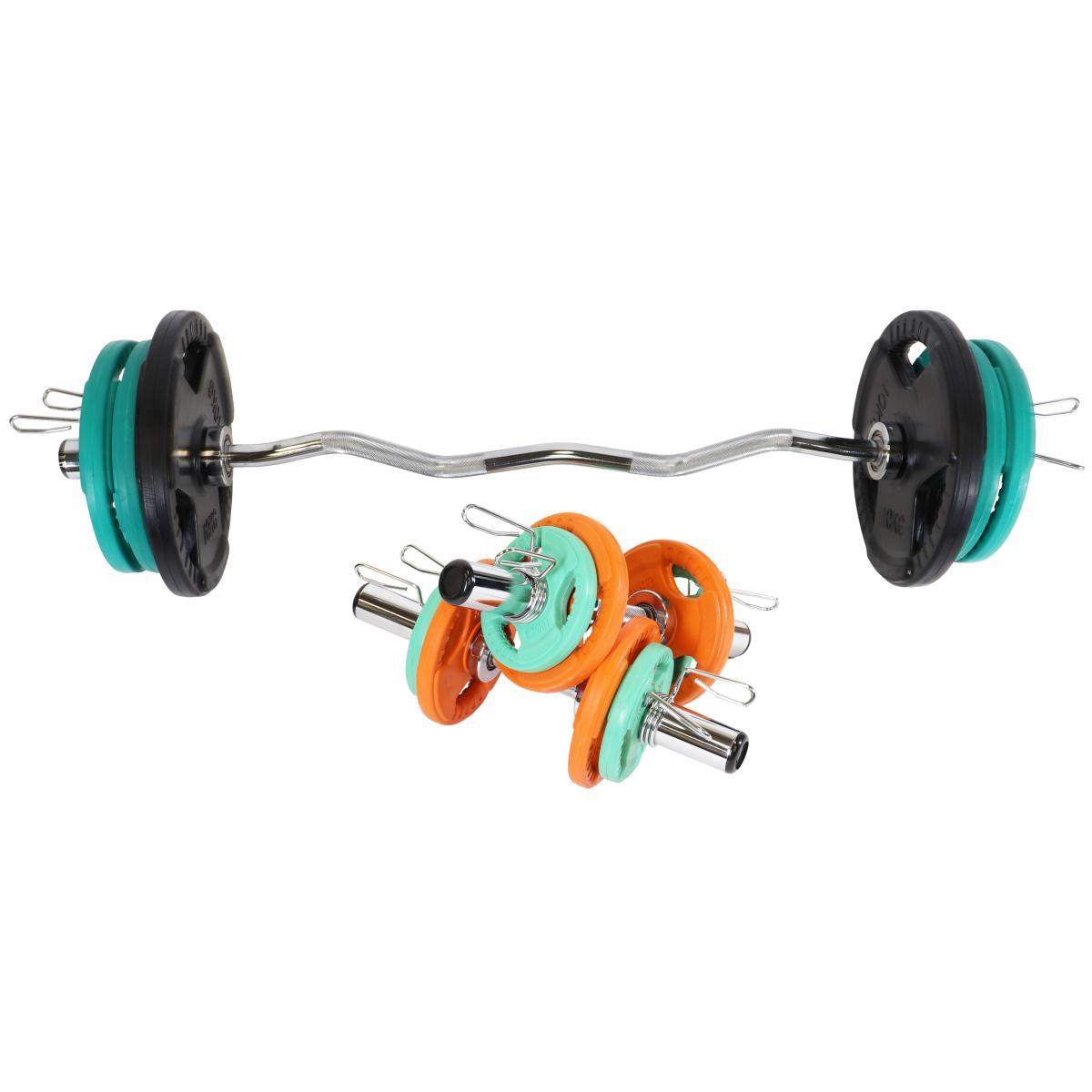 Set d'haltères olympiques en caoutchouc avec poignées Gripper 75 kg - Gorilla Sports France
