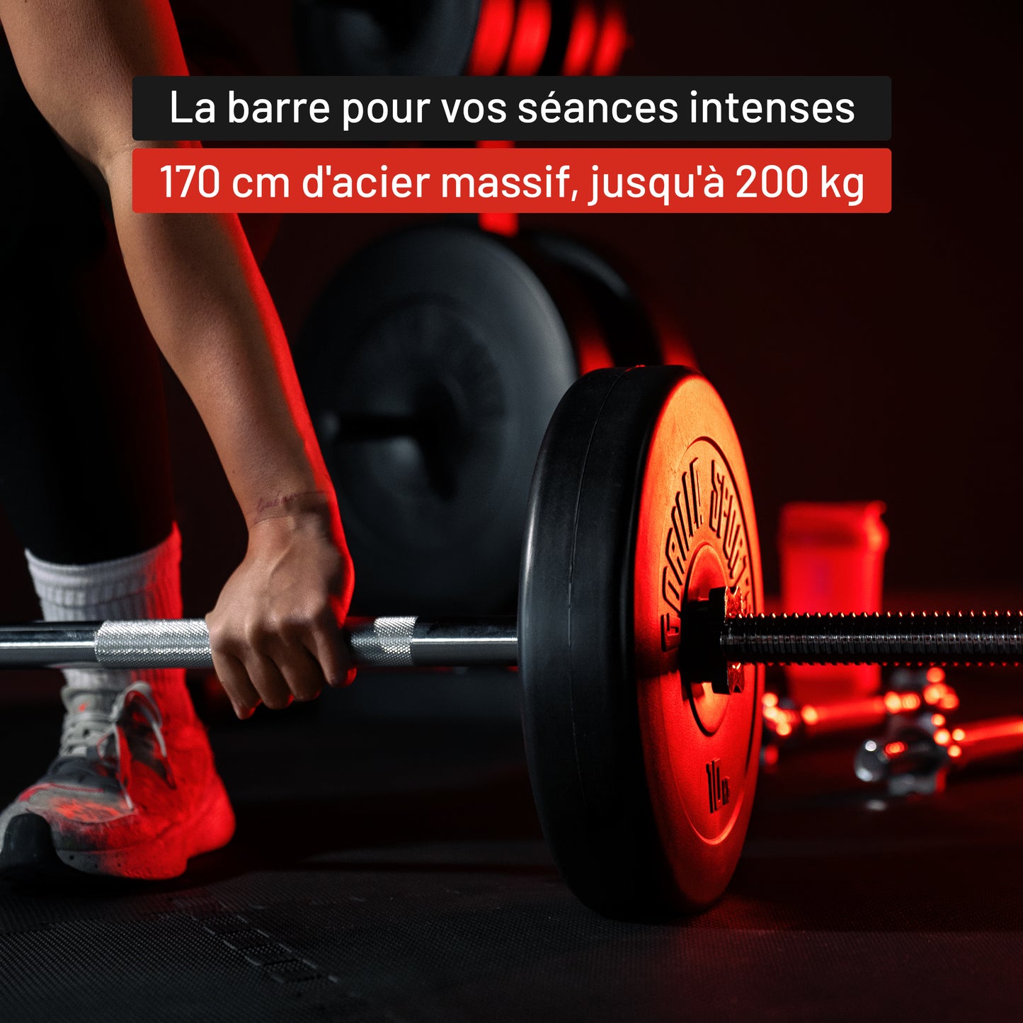 Barre d'haltères 170 cm avec stop-disques