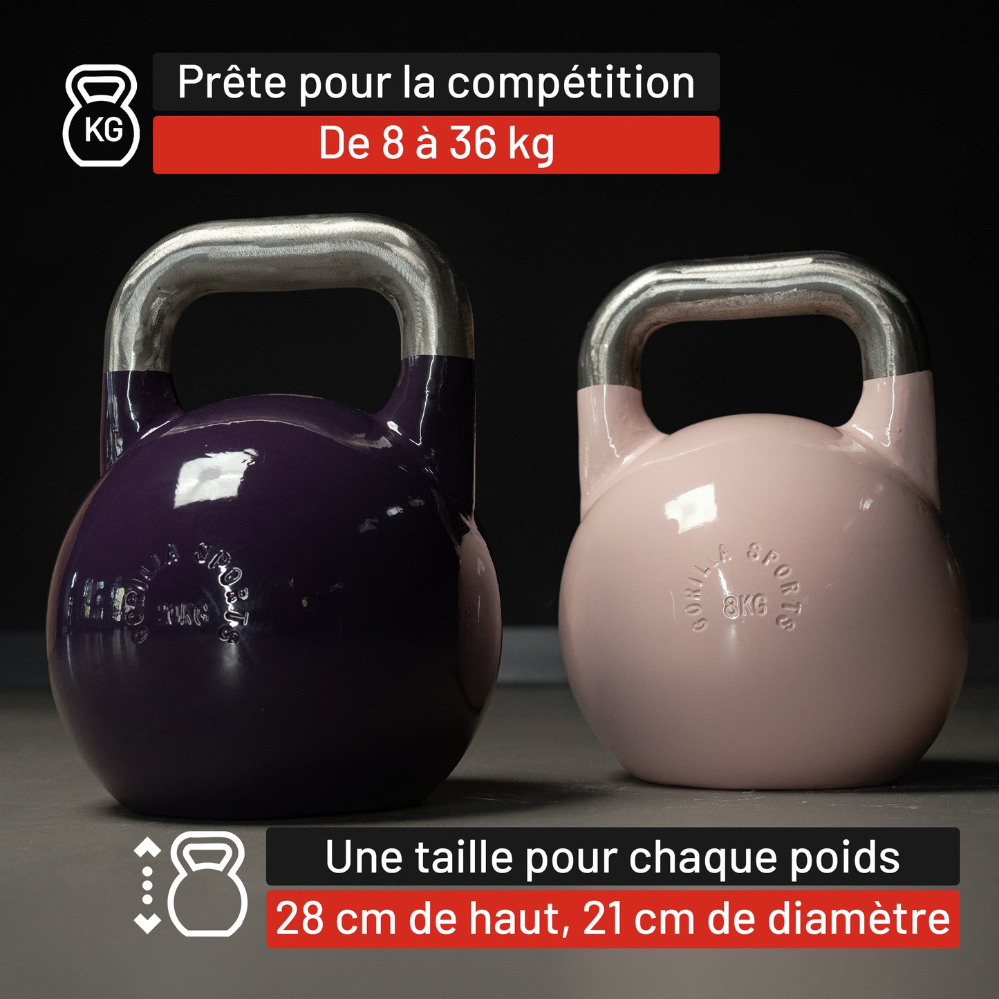 Kettlebell de compétition 8-40 kg