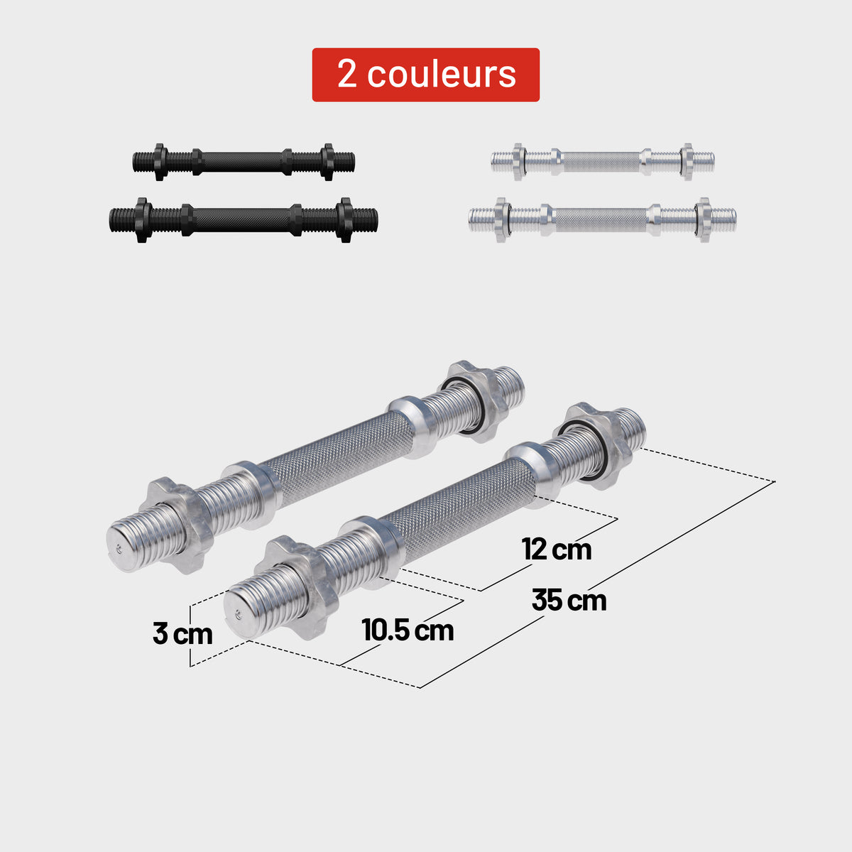 Set de barres d'haltères courtes 35 cm