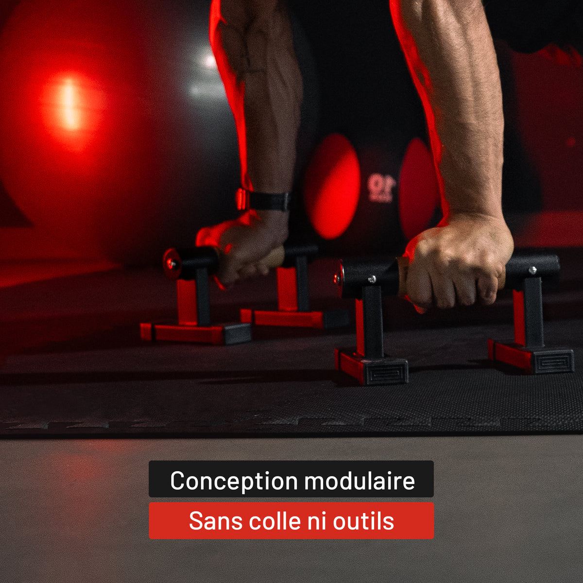 Set de dalles de sol musculation - 6 pièces + embouts