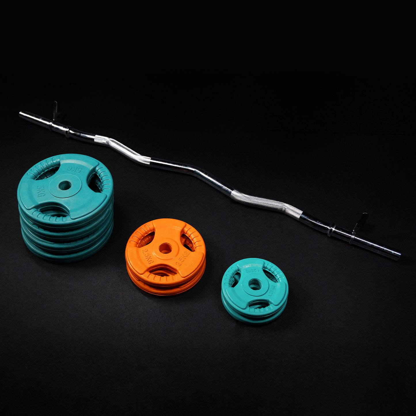 Set d’haltères curl SZ en caoutchouc 35 kg