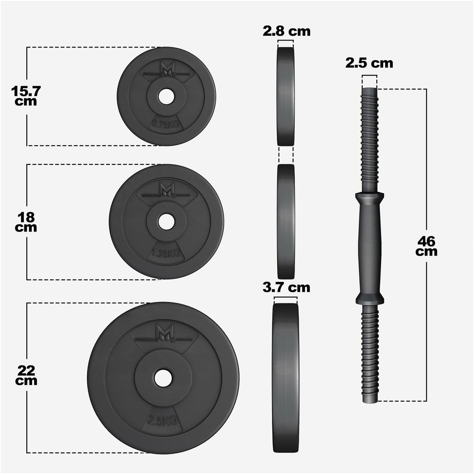 Set d'haltères courts E-Series en plastique 30 kg - Gorilla Sports France