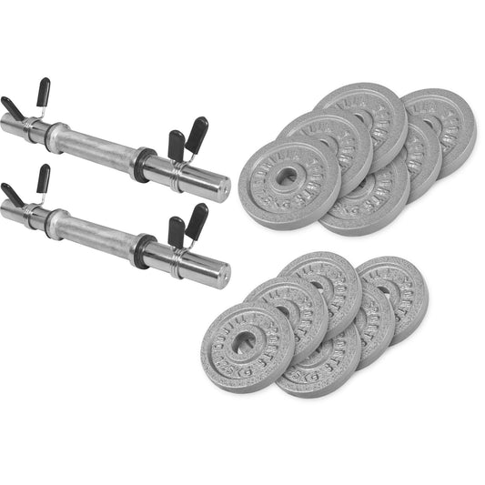 Set d’haltères courts en fonte avec stop disques à ressort 27,5 kg - Gorilla Sports France
