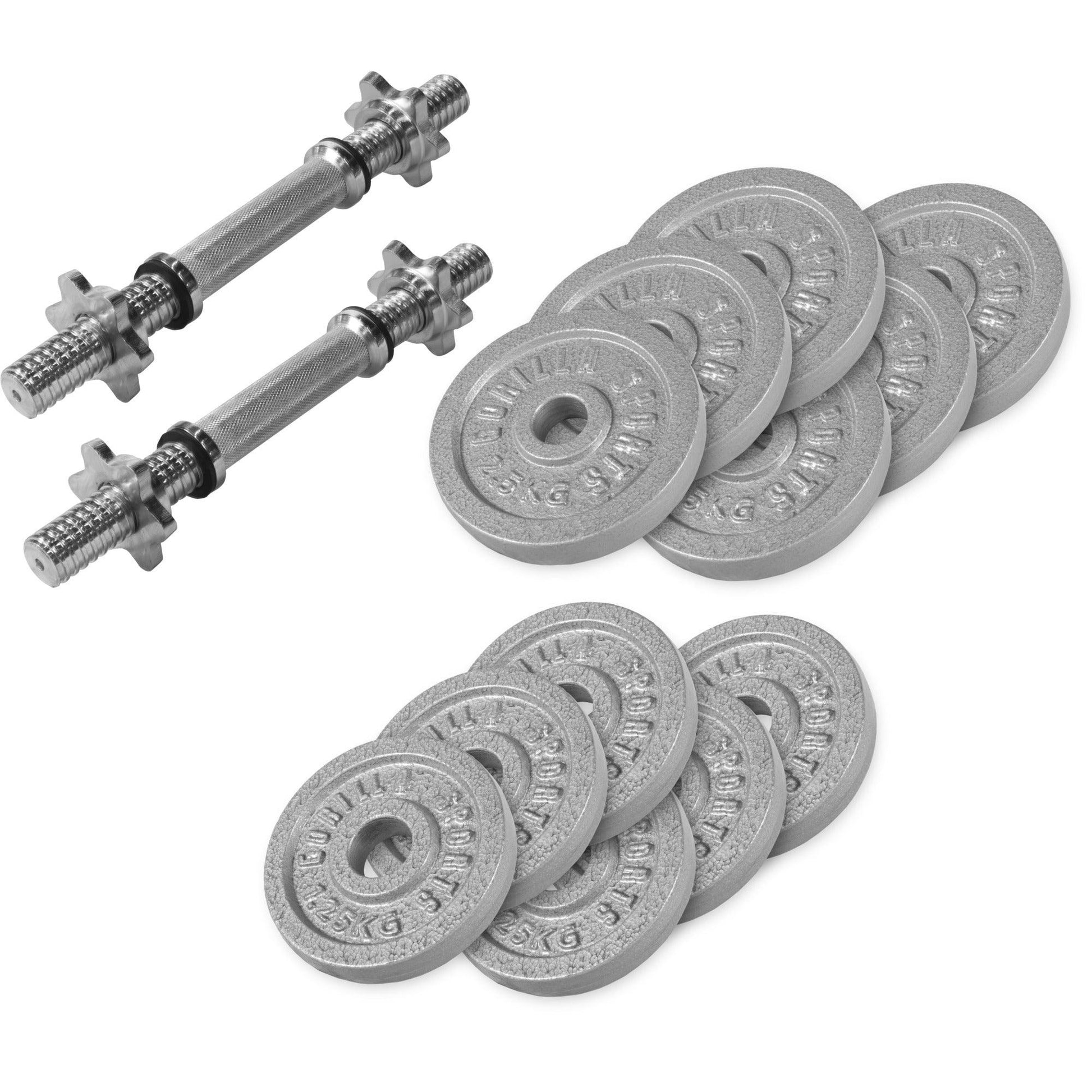Set d’haltères courts en fonte avec stop-disques en étoile 27,5 kg - Gorilla Sports France