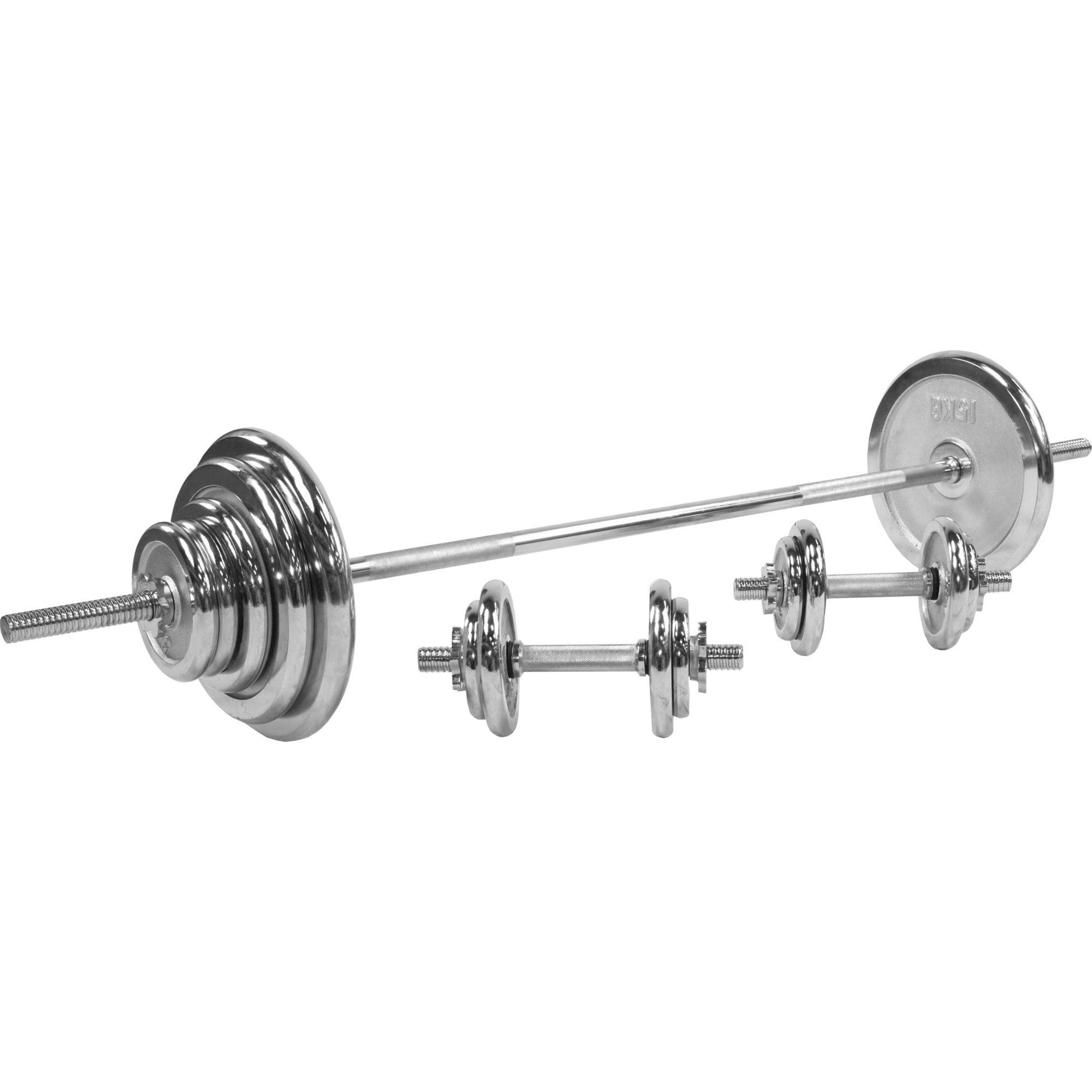 Set d’haltères chromé de 100 kg - Gorilla Sports France