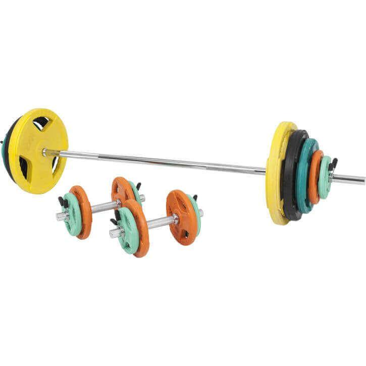 Set d’haltères en caoutchouc avec grip 100 kg - Gorilla Sports France