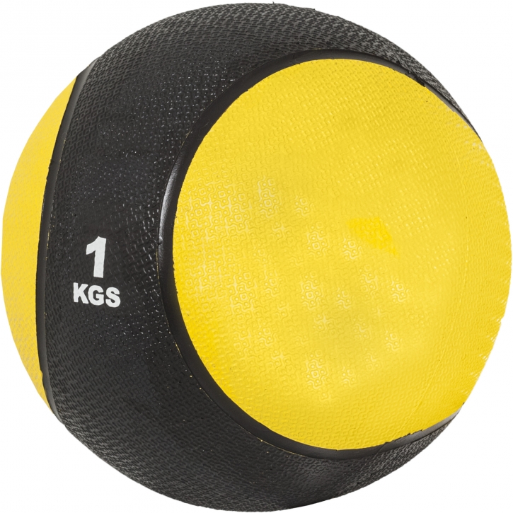 Médecine ball de 1 KG -  jaune/noir - ballon de musculation